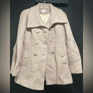 LOFT Women's Cream Double-Breasted Pea Coat